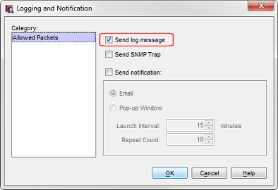 Captura de pantalla de cuadro de diálogo Generación de registros y notificación